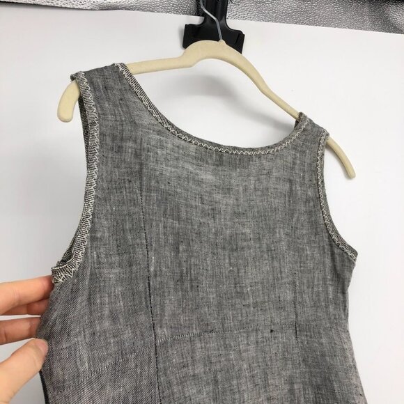 SPORTMAX grey Sleevless knot front pure linen above knee dress A  line - Picture 13 of 15